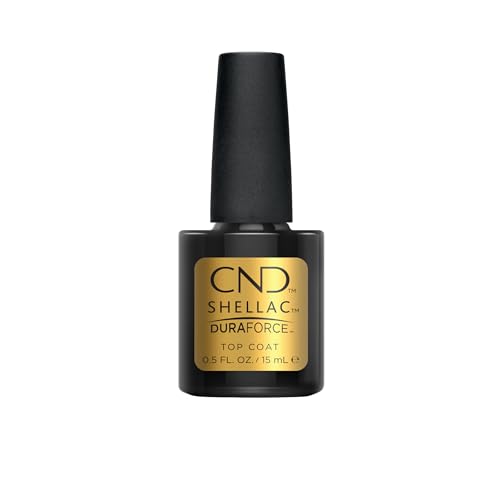 CND Shellac DURAFORCE Gel Nail Polish Top Coat, Last Step Mirror Shine Adhesive Longwear Layer for Thin Damaged Nails, 0.50 fl oz