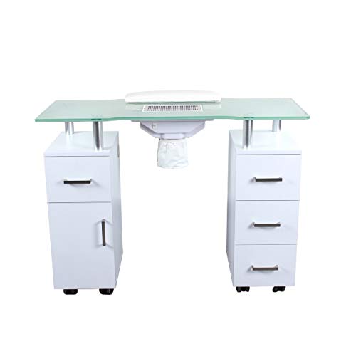 Manicure Table Glass Glow White Salon Nail Table Salon Furniture & Equipment