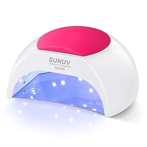 SUNUV Gel UV Nail Lamp, 48W UV LED Nail Dryer Light for Gel Nails Polish Manicure Professional Salon Curing Lamp with 4 Timer Setting Sensor(one Pink pad)