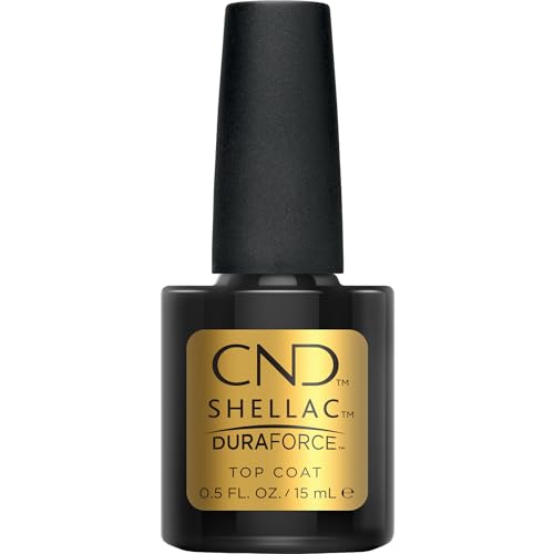 CND Shellac DURAFORCE Gel Nail Polish Top Coat, Last Step Mirror Shine Adhesive Longwear Layer for Thin Damaged Nails, 0.50 fl oz