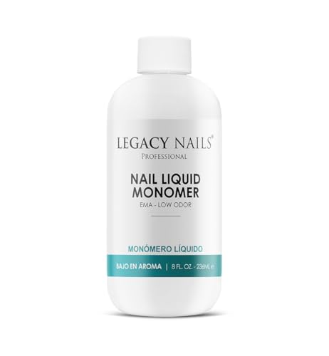 LEGACY NAILS Professional NAIL LIQUID MONOMER - MMA-Free, Acetone-Free, Low Odor Formula, Compatible with All Acrylic, Perfect for Nail Extensions, Sculpting & Overlays - 236ml / 8 FL.oz.