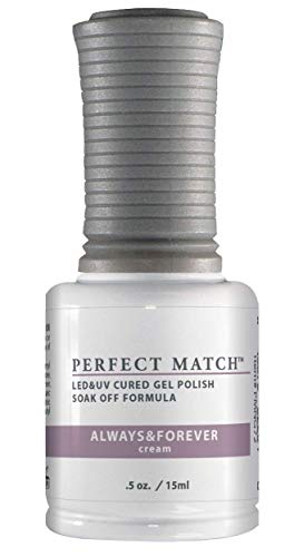 LeChat Perfect Match Gel Polish, Always & Forever, Mauve with Cream Finish, Easy Application, Soak Off Formula, 0.5 Fl Oz