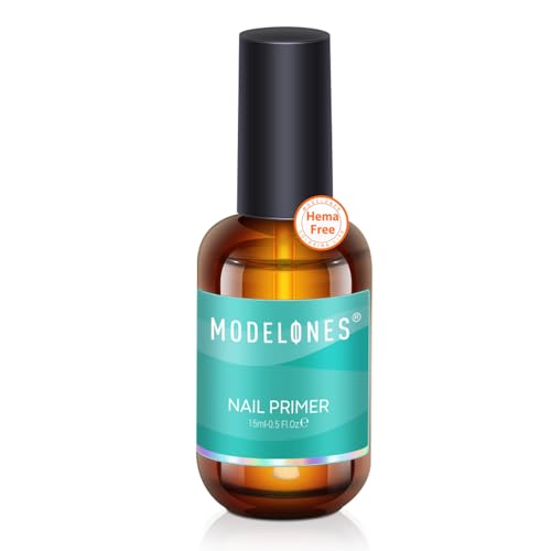 modelones Nail Primer, 15 ml Acid Free No Lift Bond Primer, Hema-Free Bonder for Gel Polish Nail Supplies Set