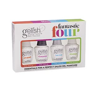 Gelish Fantastic Four Essentials Collection Soak Off Gel Nail Polish Kit, 15 mL