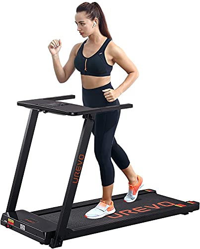 UREVO Foldable Treadmills for Home, Under Desk Electric Treadmill Workout Running Machine, 2.5HP Portable Compact Treadmill with 12 Pre Set Programs and 16.5 Inch Wide Tread Belt