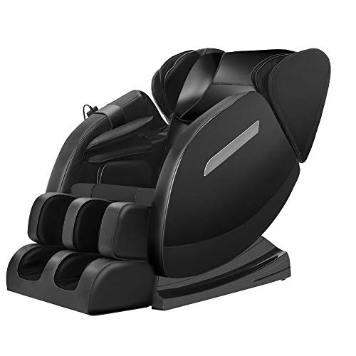 Max Relax Full Body Massage Chair,Zero Gravity Shiatsu Recliner with Air Bags,Back Heater,Foot Roller and Blue-Tooth Speaker,Black