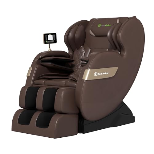 Real Relax 2025 Full Body Massage Chair of Dual-core S Track,Shiatsu Massage Recliner of Zero Gravity with APP and LCD Control,Lower Back and Calf Heating,Bluetooth,Home or Office Use,Brown