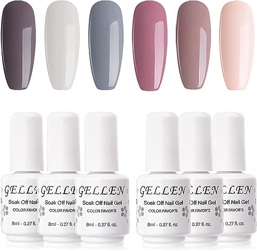GELLEN Nude Grays Gel Nail Polish 6 Colors