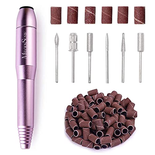 MelodySusie Portable Electric Nail Drill, Compact Efile Electrical Professional Nail File Kit for Acrylic, Gel Nails, Manicure Pedicure Polishing Shape Tools Design for Home Salon Use, Purple
