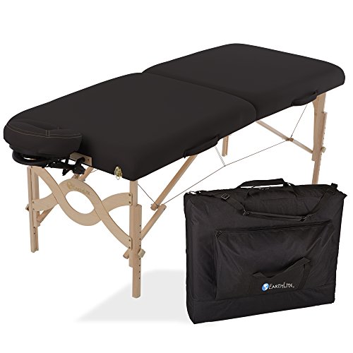 EARTHLITE Portable Massage Table Package AVALON – Reiki Endplate, Premium Flex-Rest Face Cradle & Strata Cushion, Carry Case (30”x73”) , Black