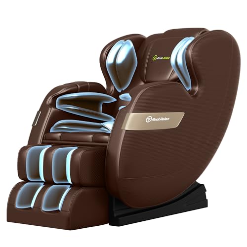 Real Relax 2023 Massage Chair of Dual-core S Track, Full Body Massage Recliner of Zero Gravity with APP Control, Brown
