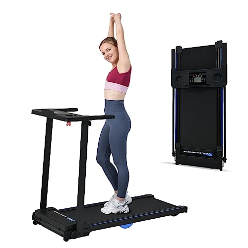 Merax Incline Walking Pad Treadmill with Handle Bar, 2.5HP Folding Treadmills for Home, 300 LBS Capacity Walking Running Machine with 15.6' Wide Belt