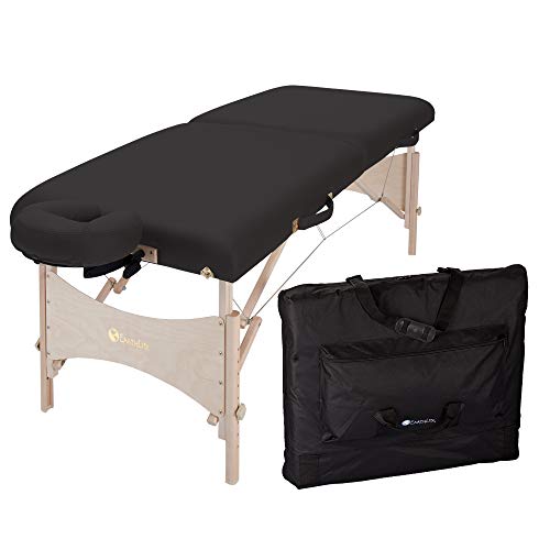 EARTHLITE Portable Massage Table HARMONY DX – Foldable Physiotherapy/Treatment/Stretching , Eco-Friendly Design, Hard Maple, Superior Comfort incl. Face Cradle & Carry Case (30' x 73') Black