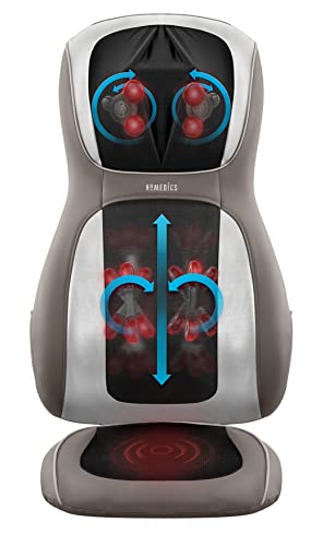 HoMedics Perfect Touch Masseuse Heated Massage Cushion | App Controlled, Adjustable Height, 4 Massage Styles | Relief for Back, Shoulder & Neck | Shiatsu, Rolling, Percussion, or Combination Massage