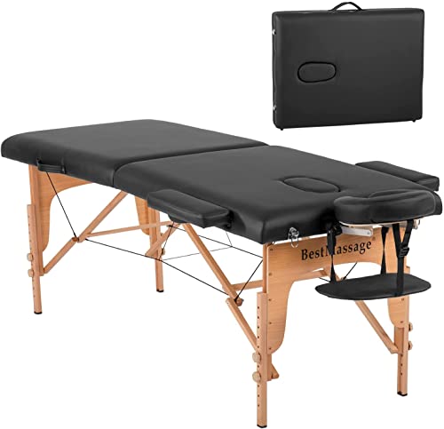 BestMassage Massage Bed Portable Massage Table 28 inche Wide Lash Bed Heigh Adjustable PU Leather 2 Folding with Oxford Bag for Spa Footmassage Facial CareSpa Tattoo