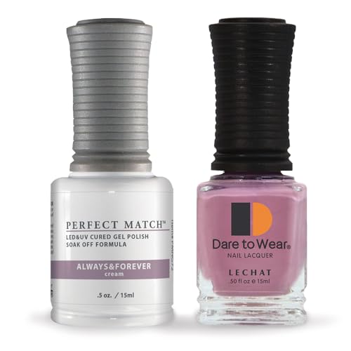 LeChat Perfect Match Gel Polish, Always & Forever, Mauve with Cream Finish, Easy Application, Soak Off Formula, 0.5 Fl Oz