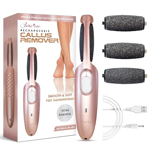 Powerful Electric Callus Remover Wand – Rechargeable Foot File, Grinder & Scrubber - Removes Dead, Hard Skin & Calluses – Best Pedicure Tool for Soft, Smooth Feet for Men & Women (Rose Gold)