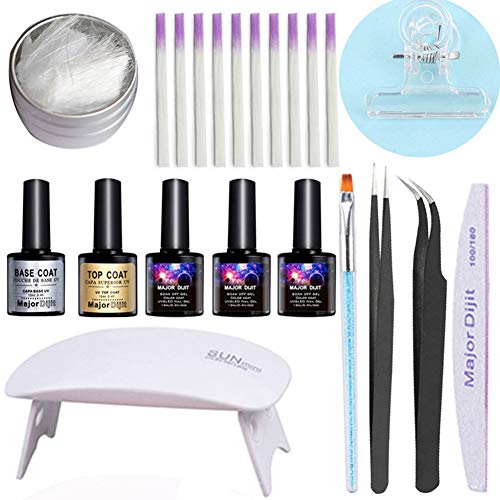 Nail Extension Gel Kit,SUNSENT 22PCS DIY Fiberglass Nail Extension Sets Salon Building Long Nail Kit