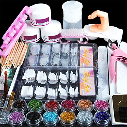 Acrylic Nail Kit for Beginners Nail Kit Set Professional Acrylic with Everything Acrylic Powder Set for Starters Glitter Decoration Powder False Nail Tips Nails Kit Acrylic Set Gifts for Women