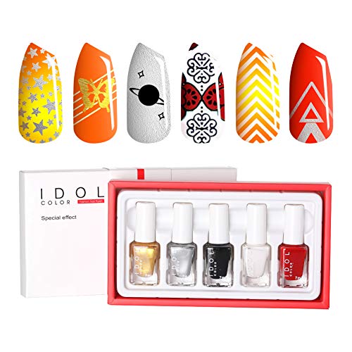 IDOL COLOR 7ML Stamping Nail Polish Nail Art Lacquer Polish Nail Stamping Gel Polish Pigmented Lacquer Black White for Manicure Printing Stamping Plate