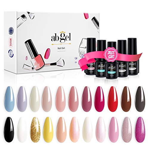 ab gel 27 Pcs Gel Nail Polish Kit,Suitable for All Seasons Soak Off UV LED Gel Nail Polish Set Job Interview Gel Polish Starter Kit with Glossy & Matte Top Coat and Base Coat