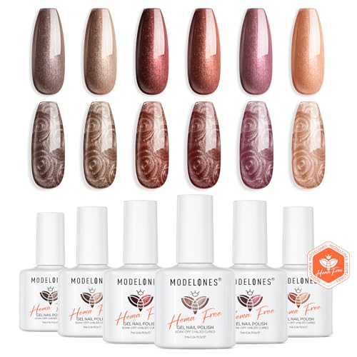 modelones Hema Free Gel Nail Polish 6 Colors Neutral Nude Set Nude Pink Quick Dry Winter Polish Manicure Diy Nail Art Home Salon Gift For Women Girl