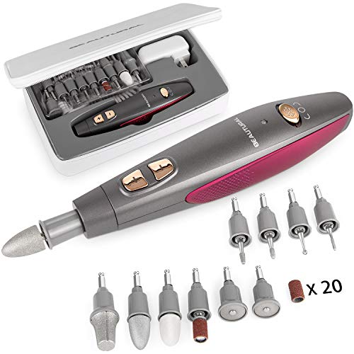 BEAUTURAL Electric Nail Drill, 10 in 1 Manicure and Pedicure Kit for Professional Acrylic Nails & Real Nails, Electric Nail File Set, Hand Foot & Nail Tools Plus 20 Sanding Bands[Upgraded Version]